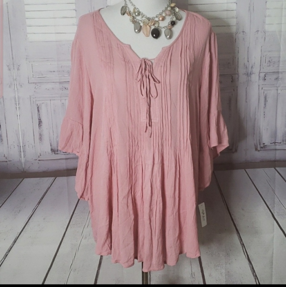 NEW STYLE & CO SIZE 1X MAUVE WOMENS BLOUSE TOP - Picture 2 of 7